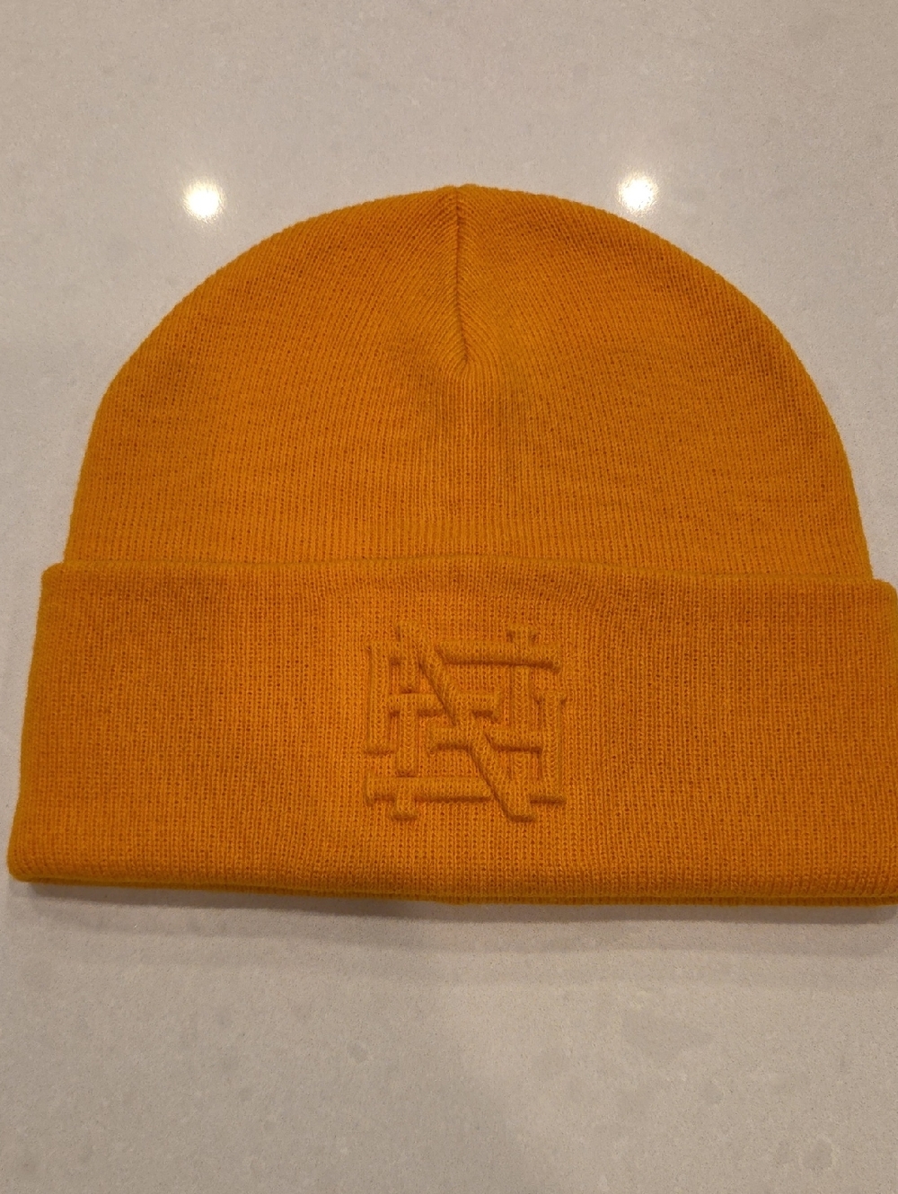flag nor fail Raised Logo Fold-Over Beanie - Orange